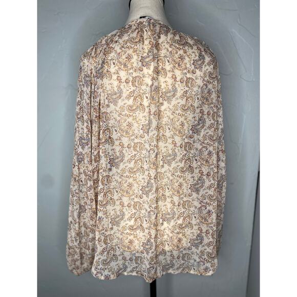 Dex Black Tape Women's Long Sleeve Tie-Front Paisley Trapeze Top - Picture 3 of 8